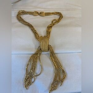 Monet High End Runway Statement Vintage Lariat Tassel Necklace